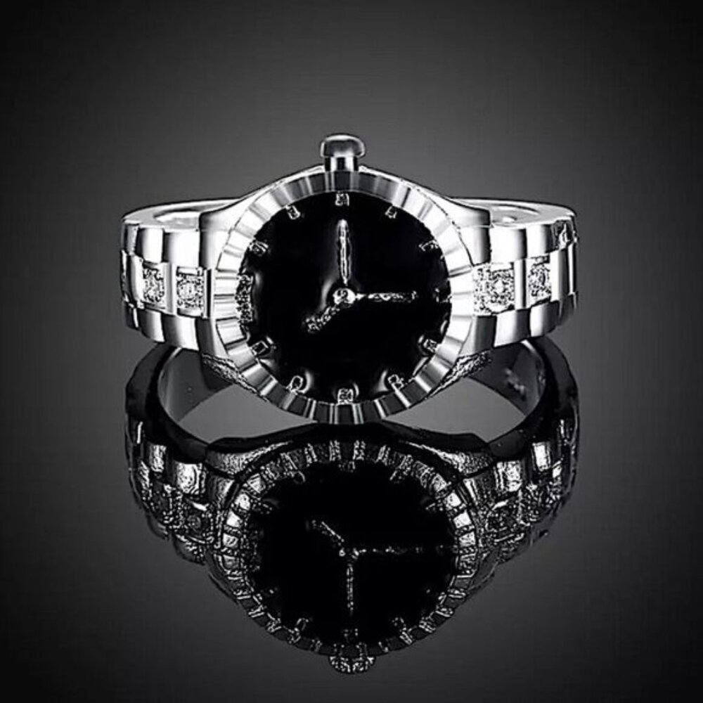 Sterling Silver Clock Face Ring